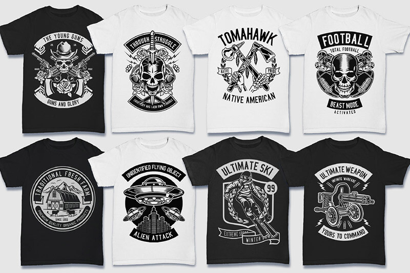 200 t-shirt designs bw - 200 Tshirt Designs BW Bundle Preview 23