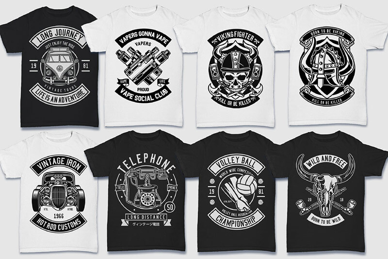 200 t-shirt designs bw - 200 Tshirt Designs BW Bundle Preview 24