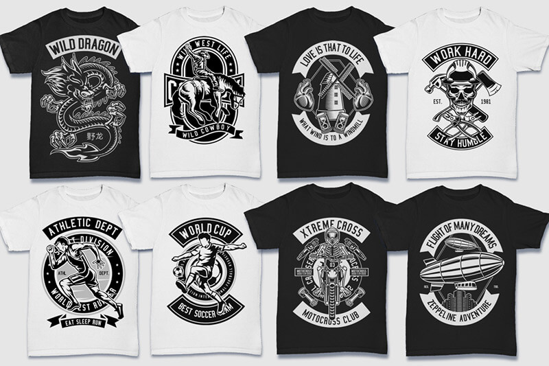 200 t-shirt designs bw - 200 Tshirt Designs BW Bundle Preview 25