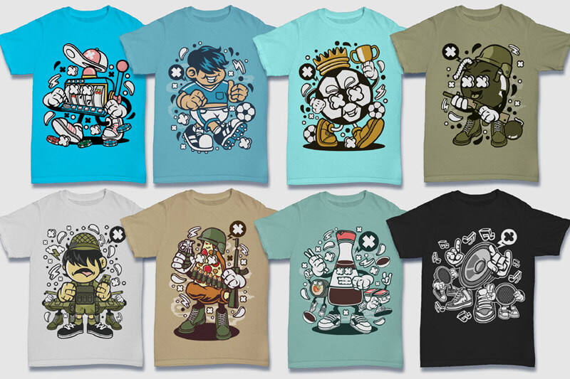 cartoon t-shirt illustrations - Cartoon Vector Part 5 T-shirt Designs Preview 04