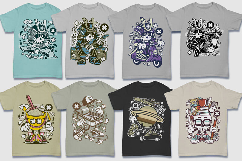 cartoon t-shirt illustrations - Cartoon Vector Part 5 T-shirt Designs Preview 05