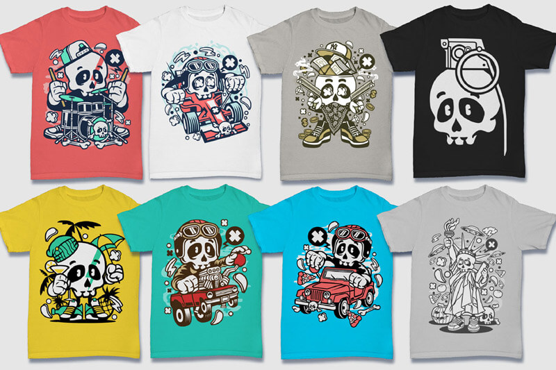 cartoon t-shirt illustrations - Cartoon Vector Part 5 T-shirt Designs Preview 06