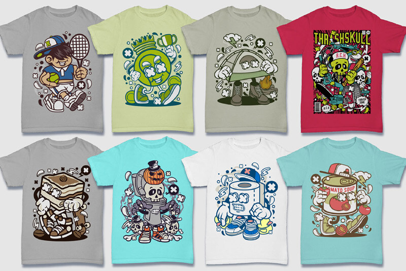 cartoon t-shirt illustrations - Cartoon Vector Part 5 T-shirt Designs Preview 07