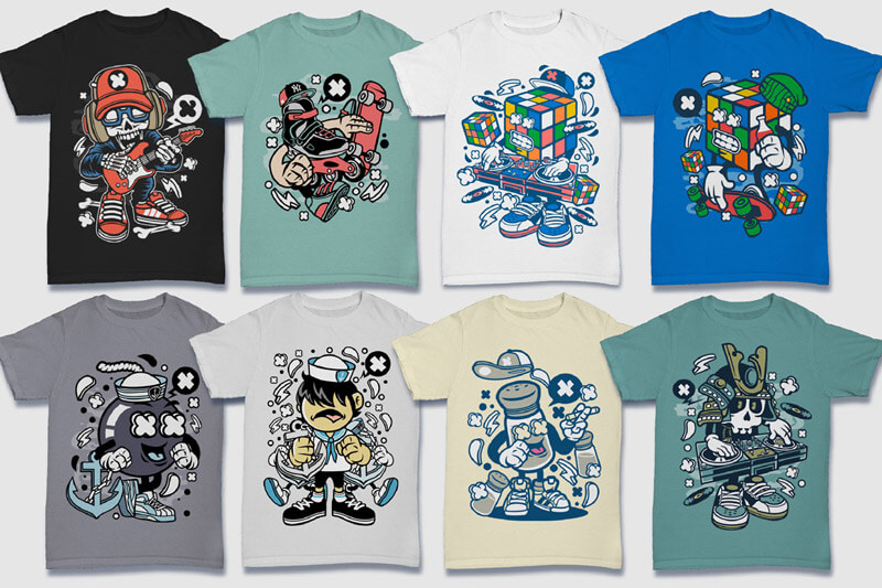 cartoon t-shirt illustrations - Cartoon Vector Part 5 T-shirt Designs Preview 08