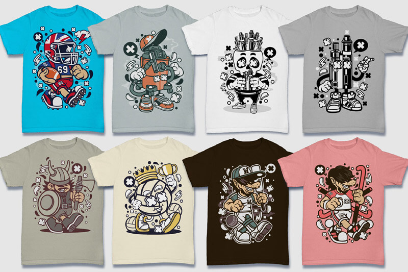cartoon t-shirt illustrations - Cartoon Vector Part 5 T-shirt Designs Preview 10