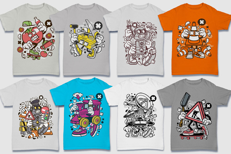 cartoon t-shirt illustrations - Cartoon Vector Part 5 T-shirt Designs Preview 11