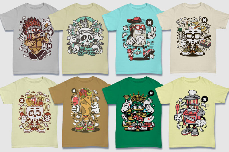 cartoon t-shirt illustrations - Cartoon Vector Part 5 T-shirt Designs Preview 12