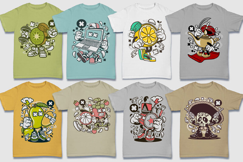 cartoon t-shirt illustrations - Cartoon Vector Part 5 T-shirt Designs Preview 14