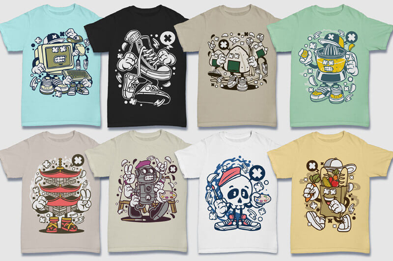 cartoon t-shirt illustrations - Cartoon Vector Part 5 T-shirt Designs Preview 15