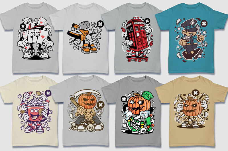 cartoon t-shirt illustrations - Cartoon Vector Part 5 T-shirt Designs Preview 16