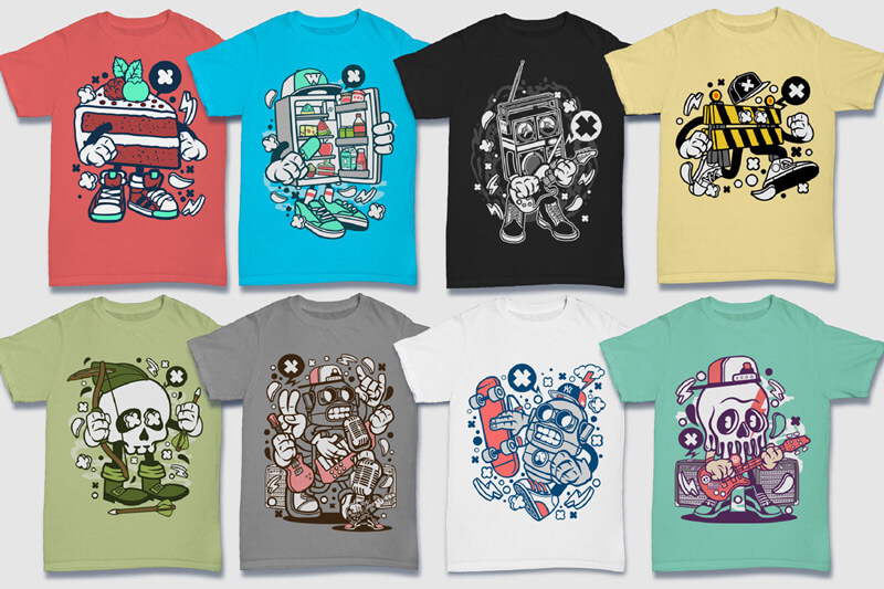 cartoon t-shirt illustrations - Cartoon Vector Part 5 T-shirt Designs Preview 17