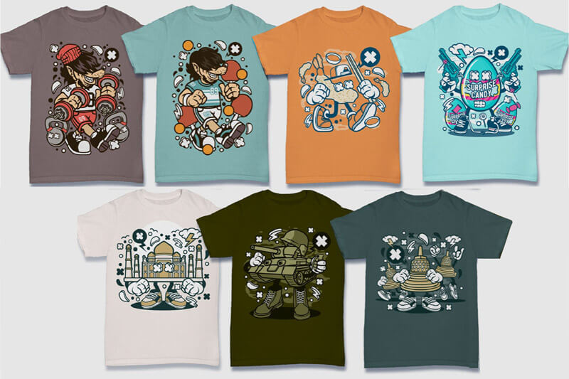 cartoon t-shirt illustrations - Cartoon Vector Part 5 T-shirt Designs Preview 18