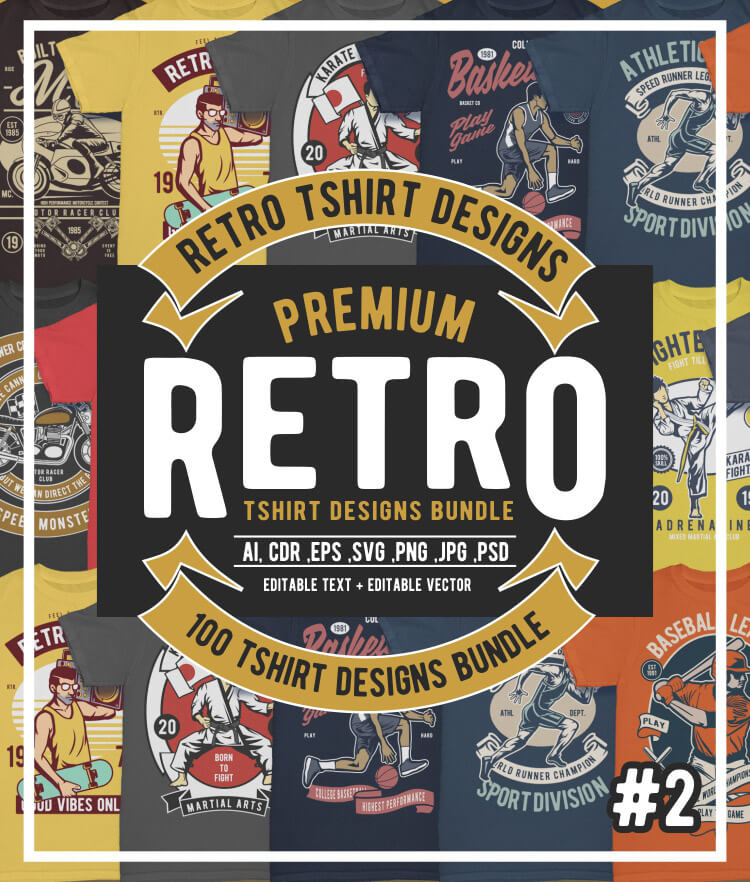 100 Retro T-shirt Designs Vol 2 Cover