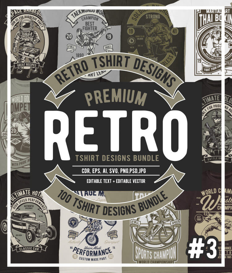 100 Retro T shirt Designs Vol 3 Cover