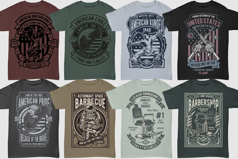 retro t-shirt graphics - 100 Retro T shirt Designs Vol 3 Preview 01