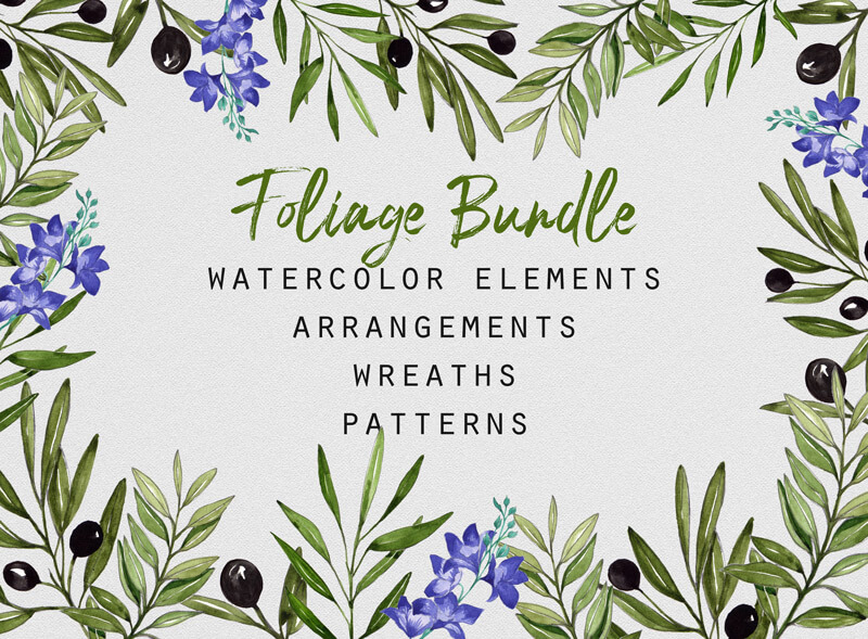 watercolor foliage bundle - Foliage Bundle 01