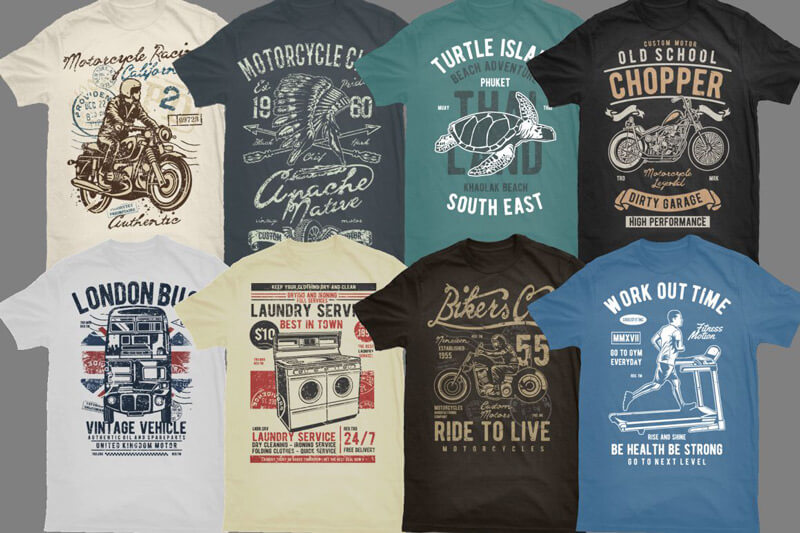 vintage t-shirt graphics - Vintade T-shirt Designs Bundle