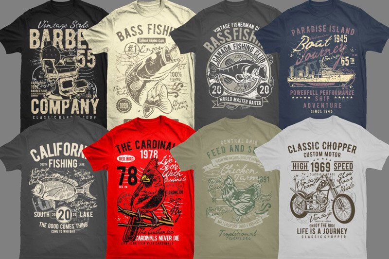 vintage t-shirt graphics - Vintade T-shirt Designs Bundle