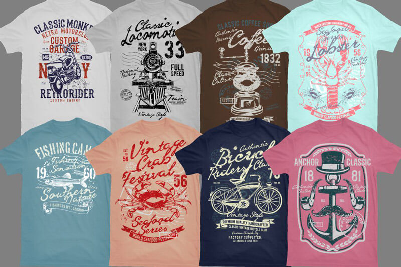 vintage t-shirt graphics - Vintade T-shirt Designs Bundle