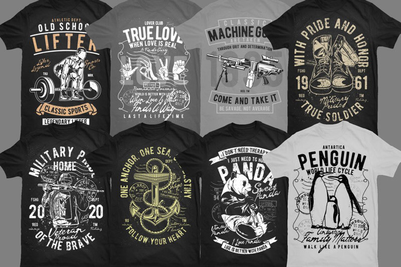 vintage t-shirt graphics - Vintade T-shirt Designs Bundle