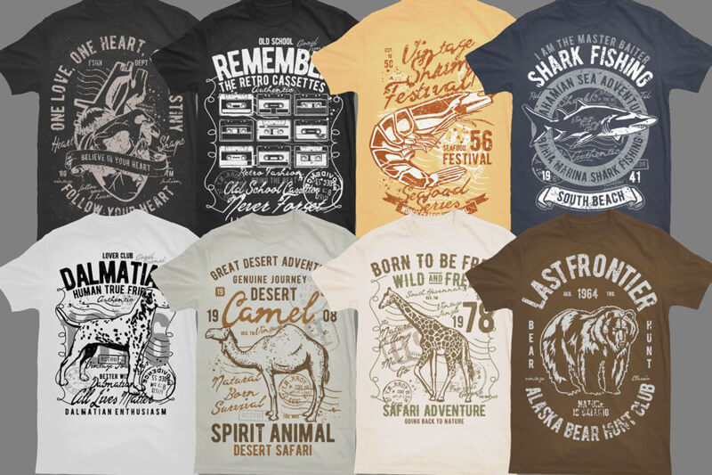 vintage t-shirt graphics - Vintade T-shirt Designs Bundle