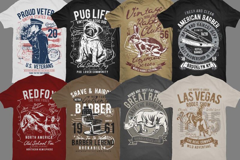 vintage t-shirt graphics - Vintade T-shirt Designs Bundle