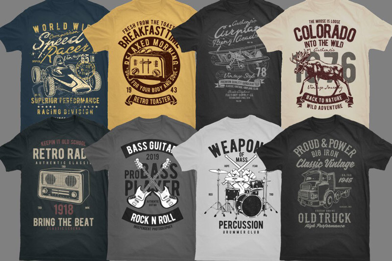 vintage t-shirt graphics - Vintade T-shirt Designs Bundle