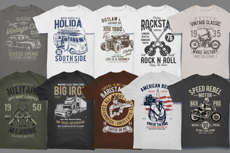 vintage t-shirt graphics - Vintade T-shirt Designs Bundle