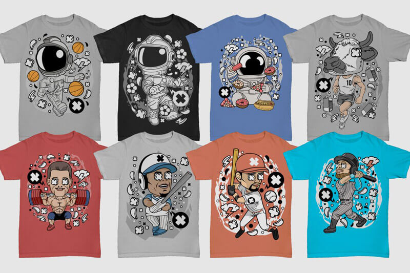 cartoon vector t-shirt designs - Cartoon Vector Part 7 Preview 01