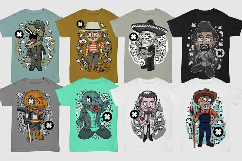 cartoon vector t-shirt designs - Cartoon Vector Part 7 Preview 04